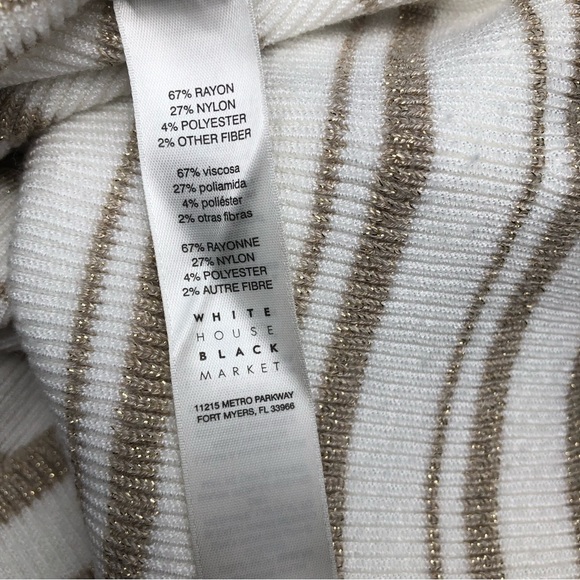 White House Black Market Boat Neck Peplum Hem Metallic Thread Stripped Sweater - Picture 10 of 11